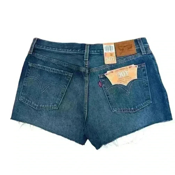 NWT LEVI'S Button Fly 501 Shorts High Rise Distressed Straight Leg 31 - Picture 7 of 9
